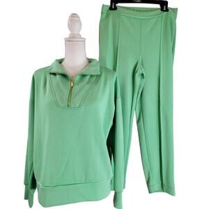 New Ellie Tahari Jogger Pants & Jacket Set Athleisure  Green Medium NWT